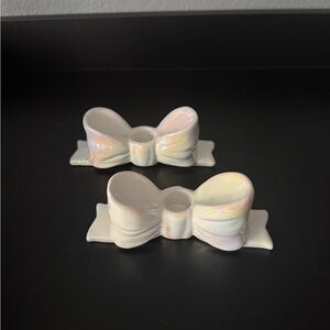 Iridescent Bow Candle Holders